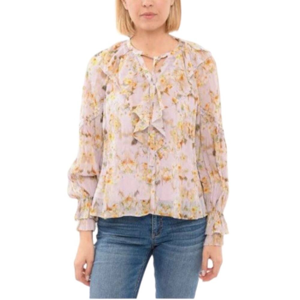 All Saints Ava Floral Top Tunic Blouse Long Sleeve Size 6